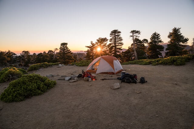 Back country camping and the sun is about to set.