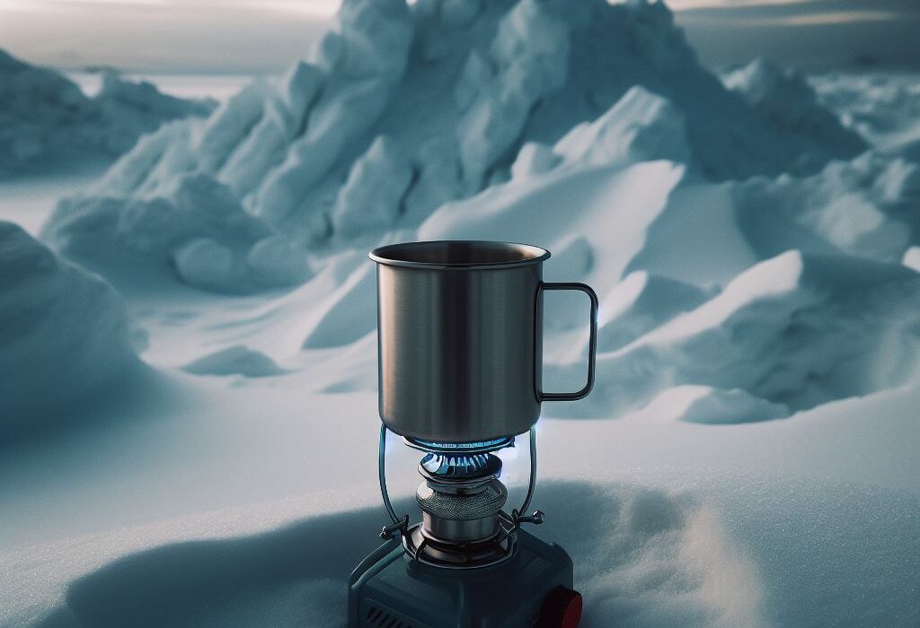 Portable stove, keep water from freezing