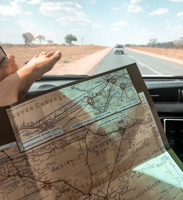 A map is opened inside a car