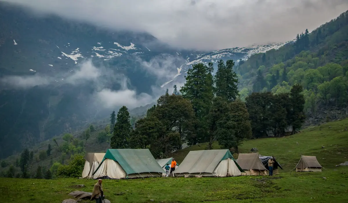 Cloud and mountain pioneer camping